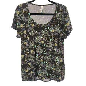 Lularoe Women L Black Neon Green Buzz Lightyear Toy Story T Shirt Movie‎ Disney